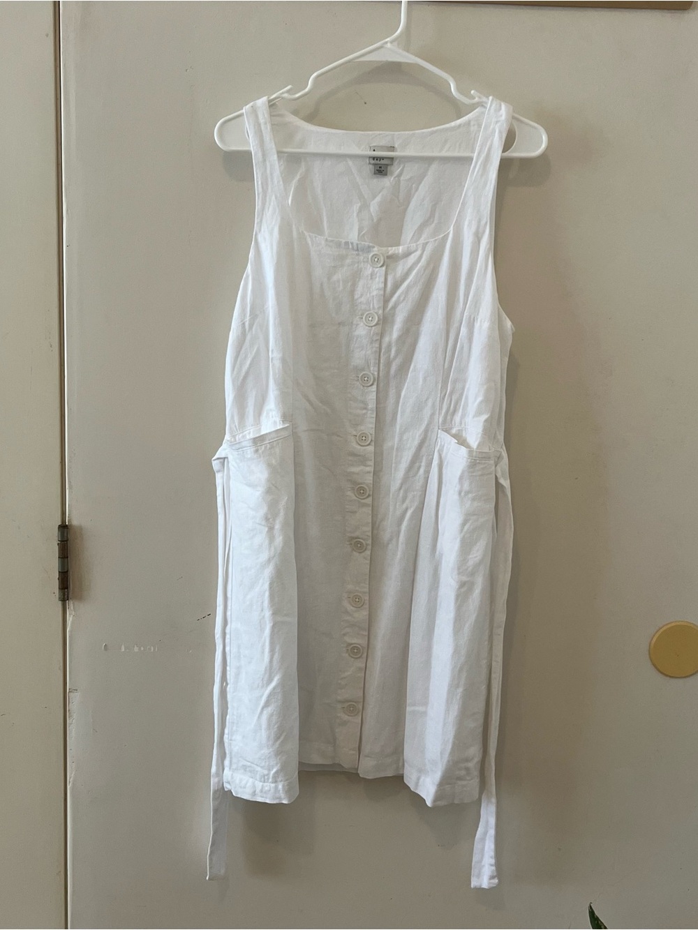 A new day | white linen blend button down sleeveless mini dress